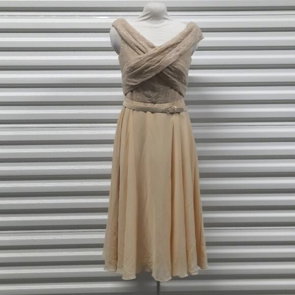 Lauren Ralph Lauren Cocktail Dress Womens Size 4 Off Shoulder Wedding Party - Picture 4 of 12